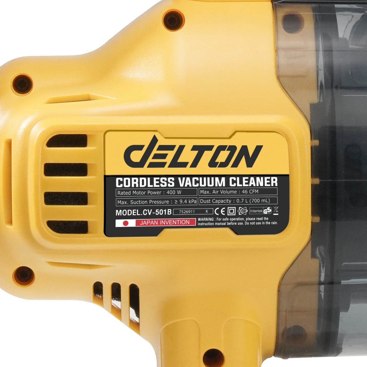 เครื่องดูดฝุ่นแบบมือจับไร้สาย (พร้อมแบตเตอรี่) DELTON รุ่น CV-501B ULTRAFLEX 20V 4AH_6